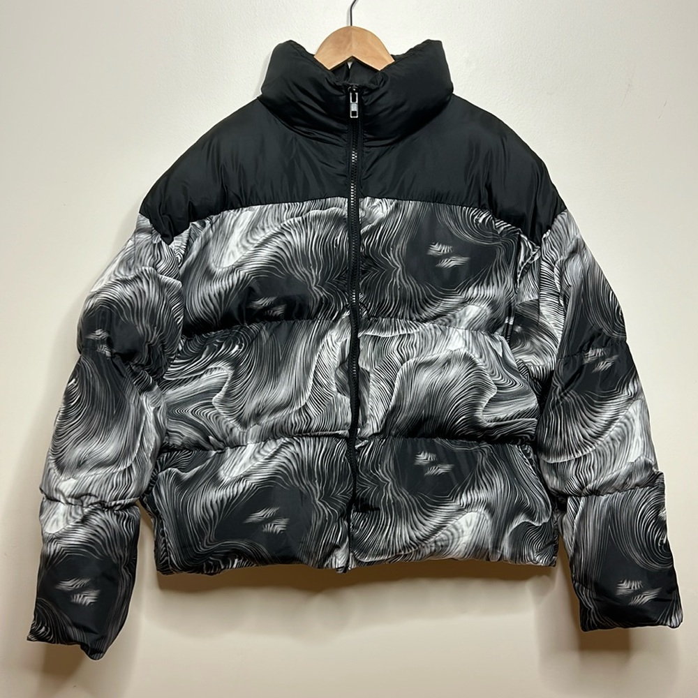 ASOS Collusion Puffer Jacket In Multi Print Mens Black And White Size L
